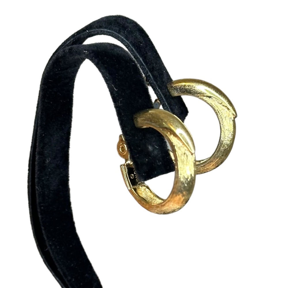 Monet Vintage Brushed Gold Small Hoop Clip On Earrings